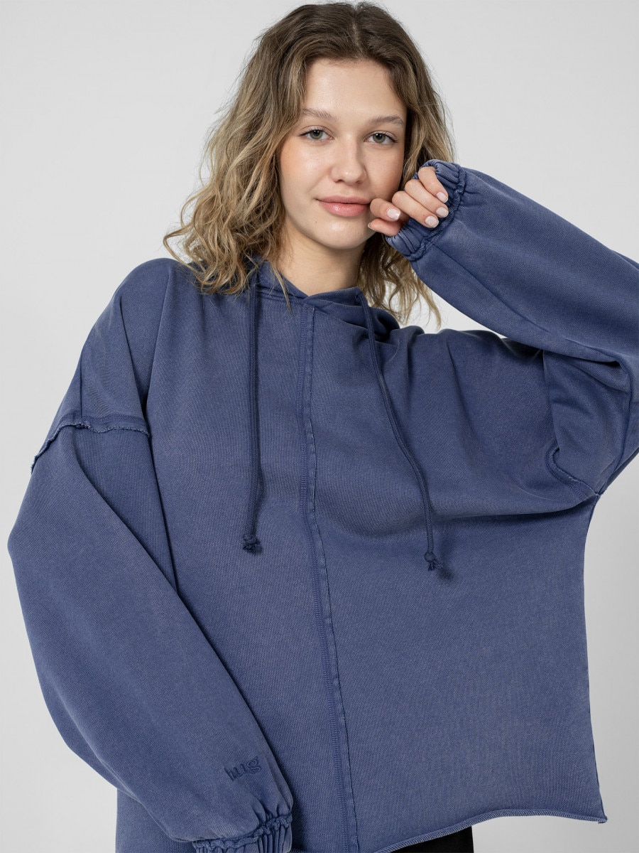 OUTHORN Women's oversized acid wash sweatshirt - navy blue