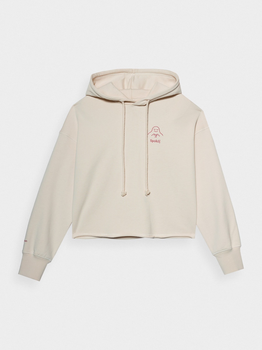 OUTHORN Women's oversize hoodie - cream 5