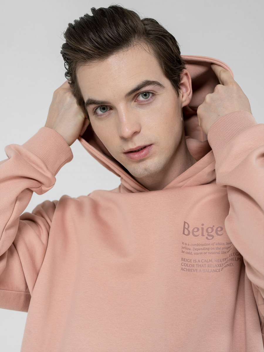 OUTHORN Men's oversize hoodie - coral powder coral