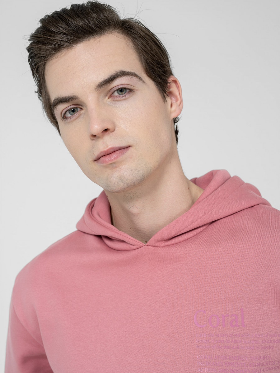 OUTHORN Men's oversize hoodie - pink pink