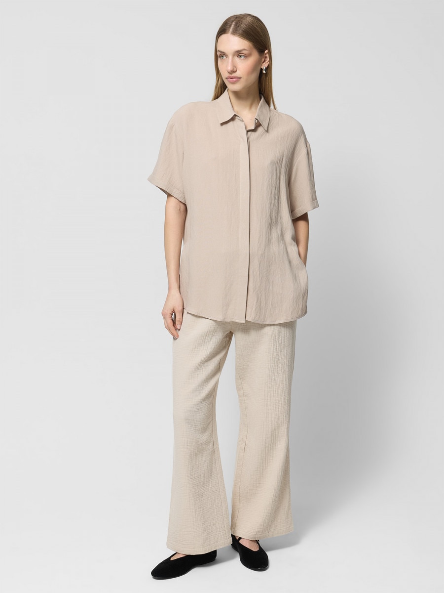 OUTHORN Women's oversize shirt with viscose beige 4