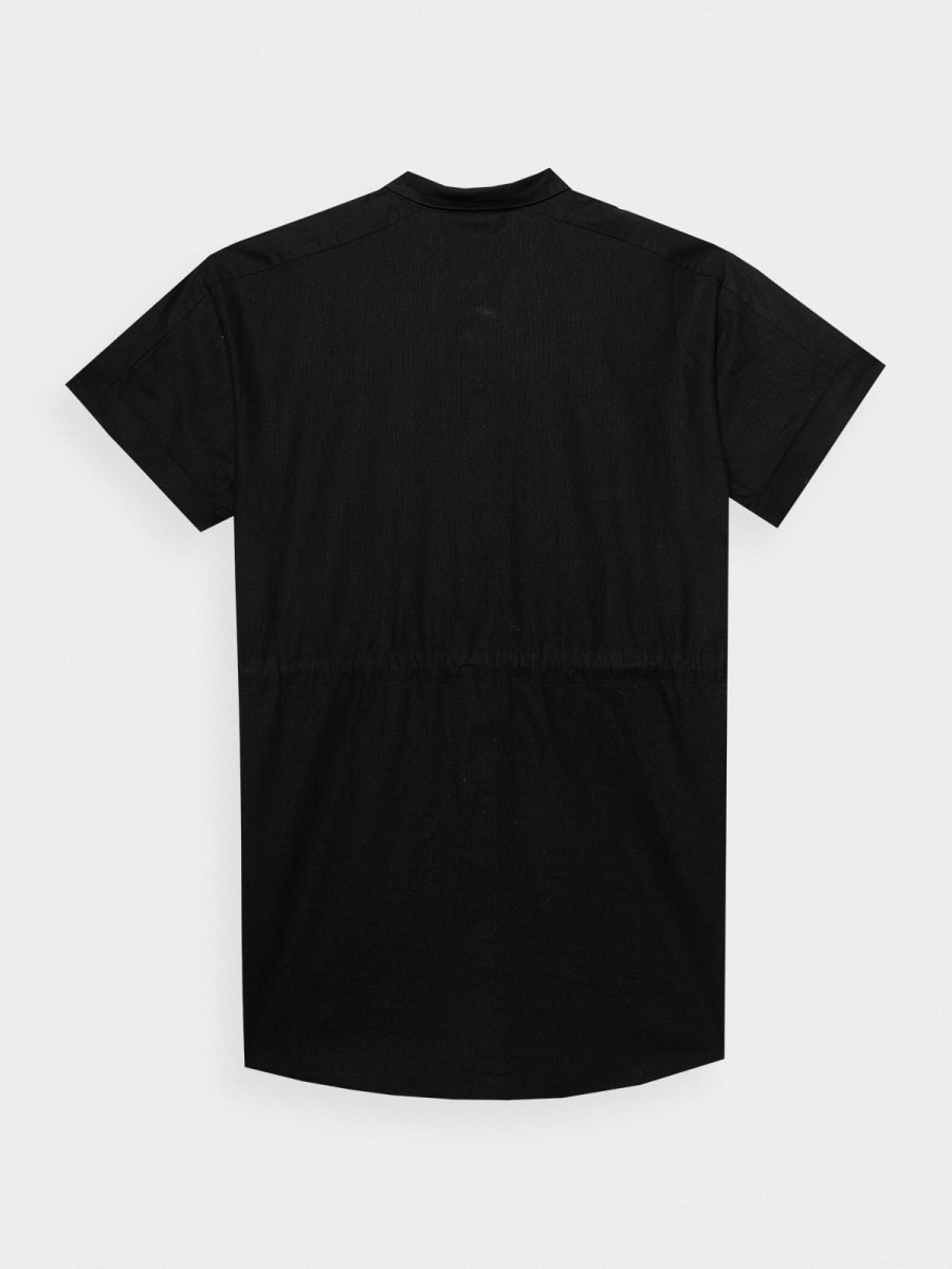 OUTHORN Women's oversize shirt with linen deep black 7