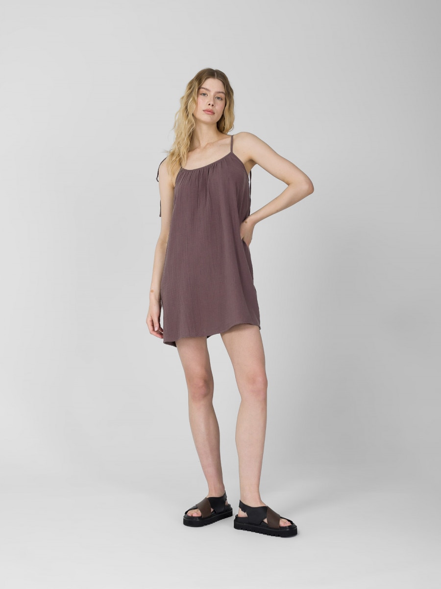 OUTHORN Cotton muslin summer dress - purple 2