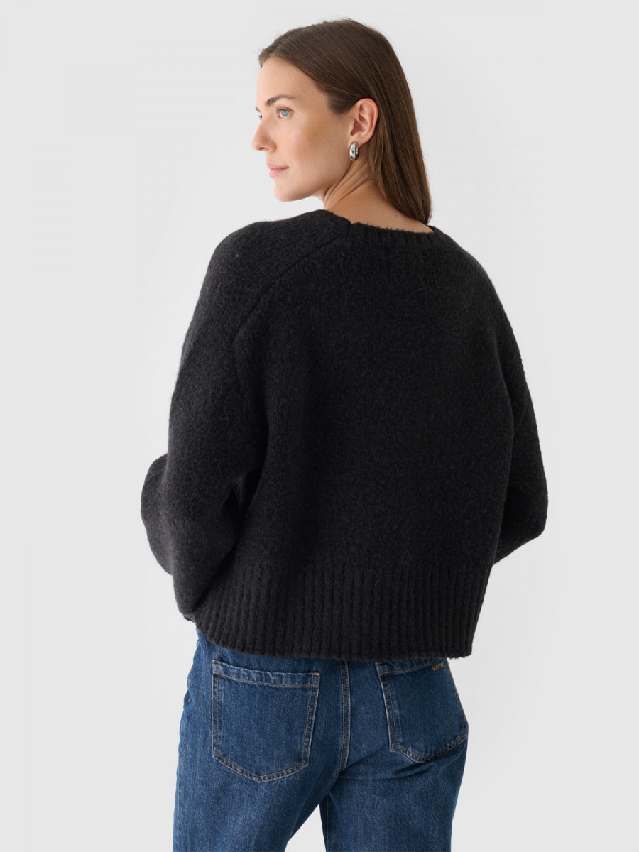 OUTHORN Women's sweater with wool and alpaca deep black 4