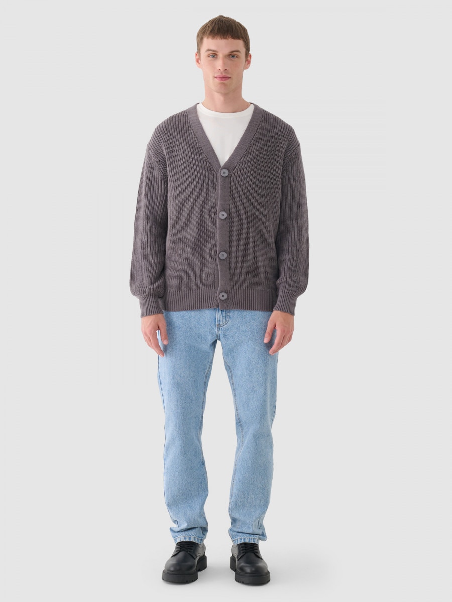 OUTHORN Men's oversize cotton cardigan middle gray 6