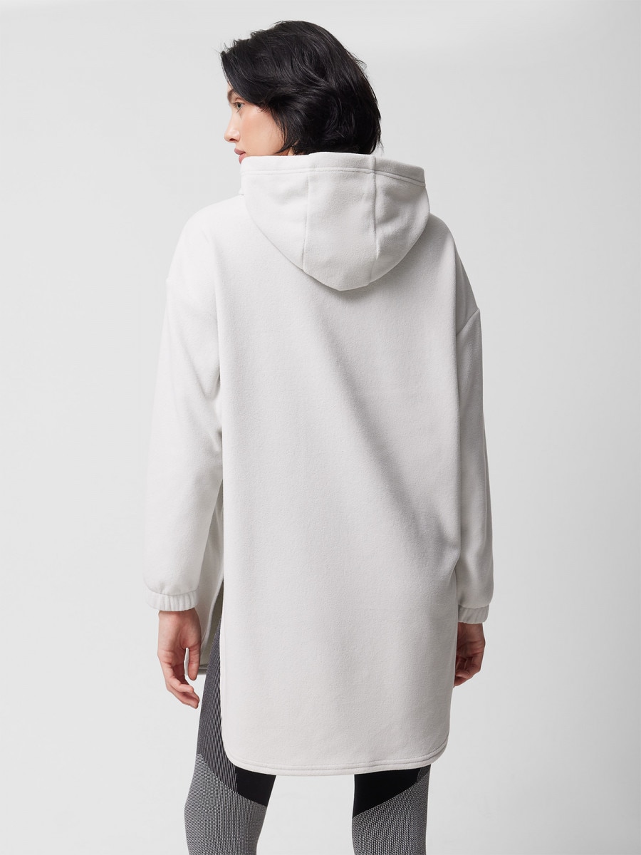 OUTHORN Women's oversize fleece with hood warm light gray 6