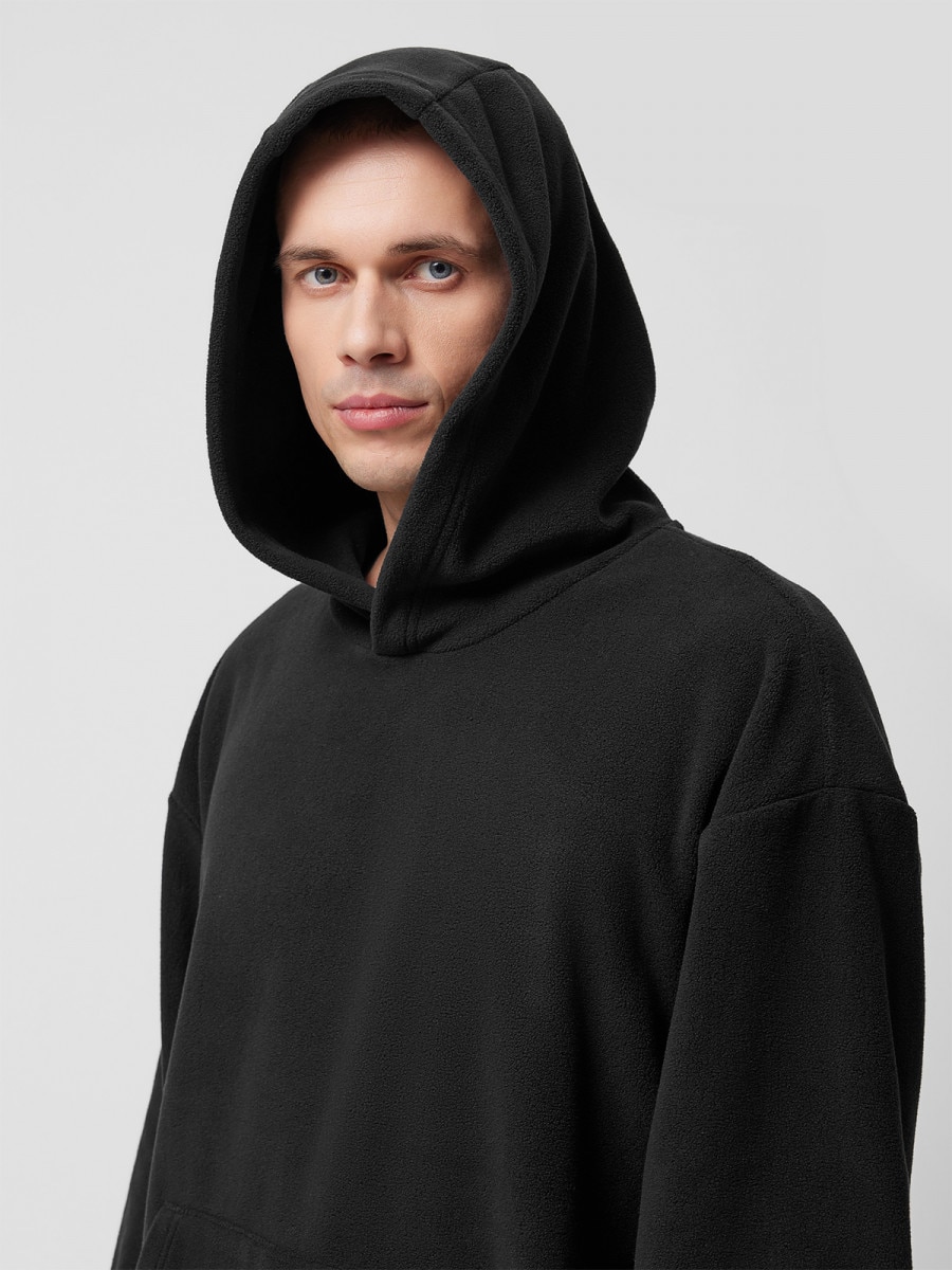 OUTHORN Men's oversize fleece with hood deep black 4