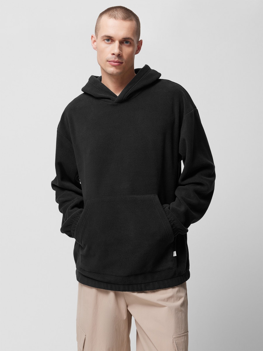 OUTHORN Men's oversize fleece with hood deep black 2