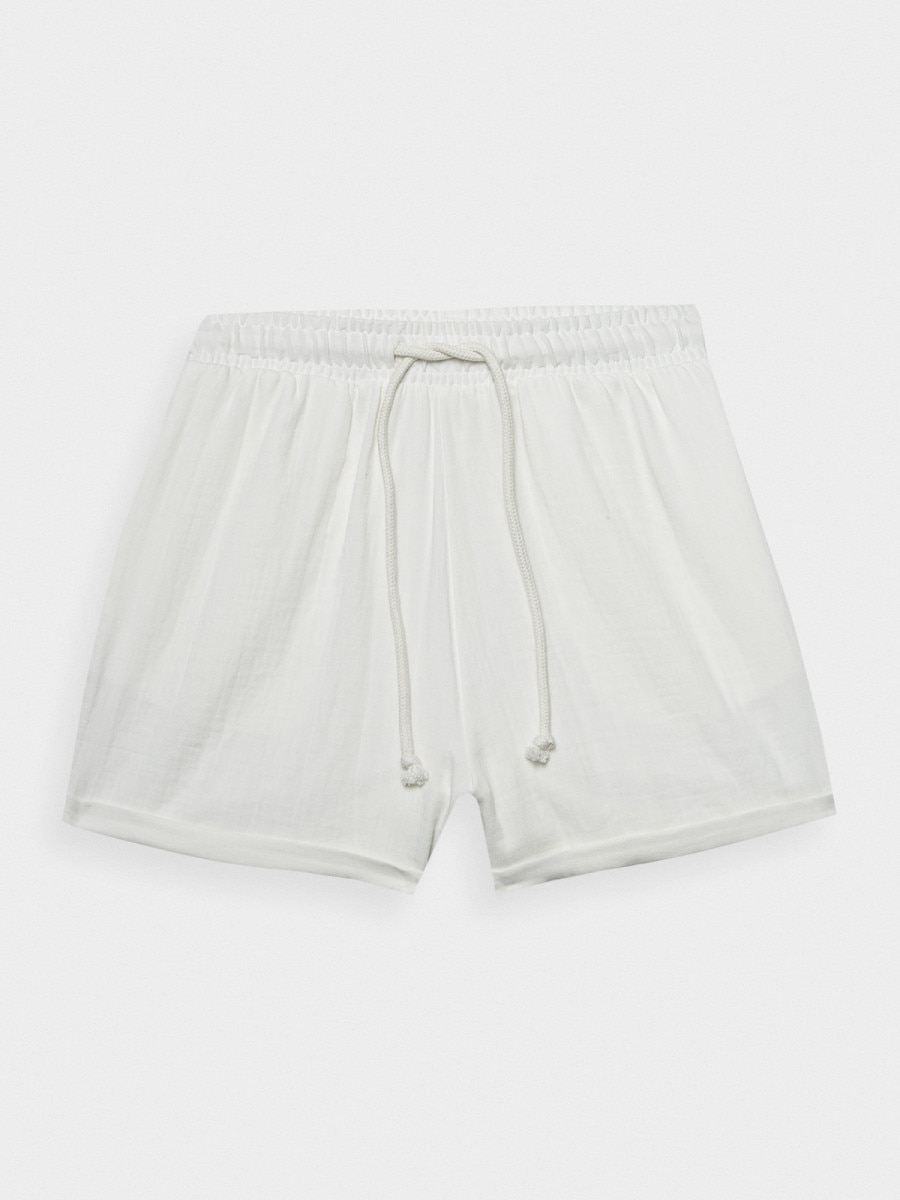 OUTHORN Women's cotton muslin shorts - cream 6