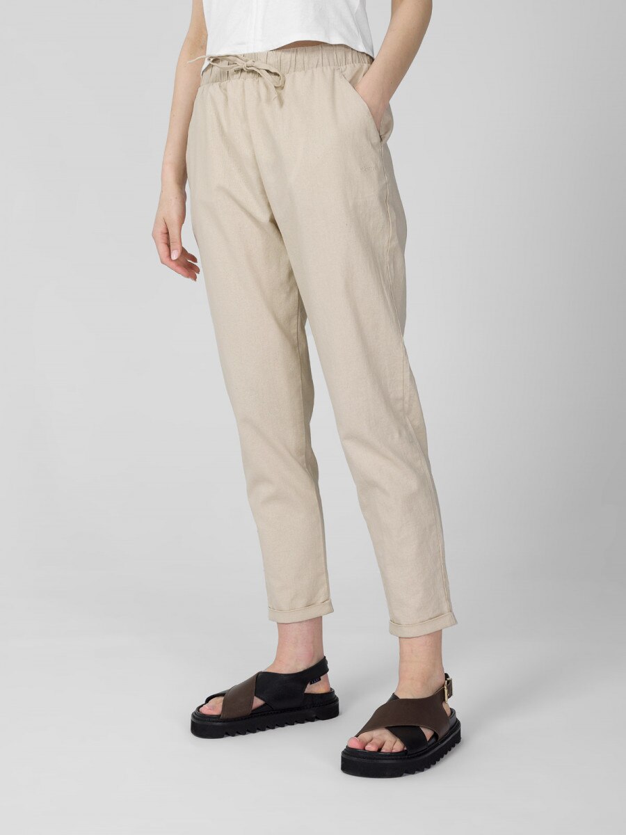 OUTHORN Women's casual trousers with linen beige 3