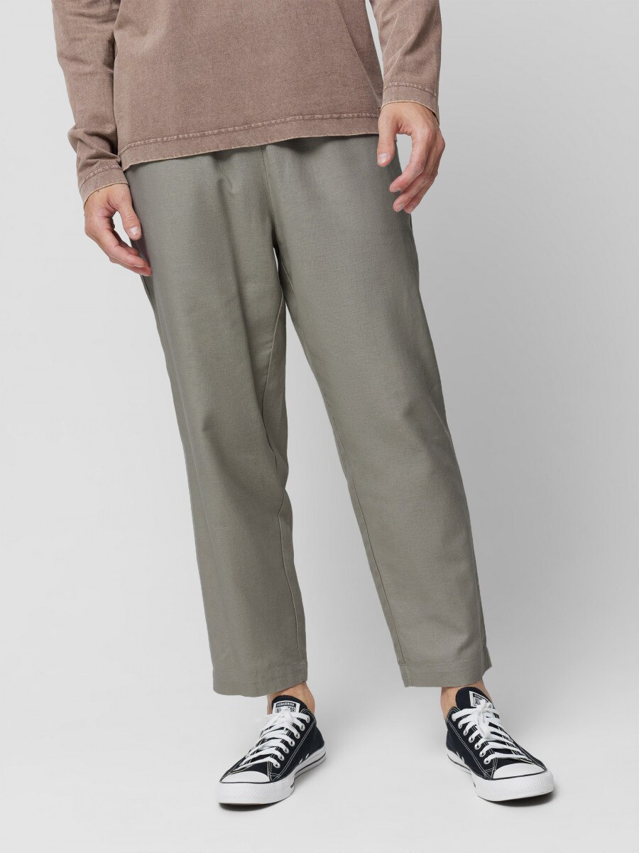 OUTHORN Men's woven linen trousers - khaki khaki