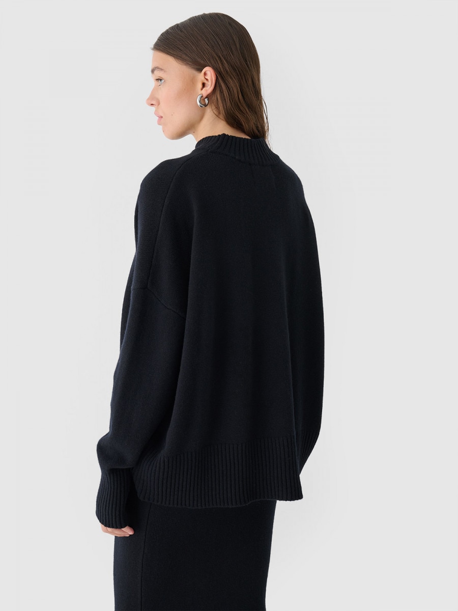 OUTHORN Women's oversize woolen sweater deep black 4