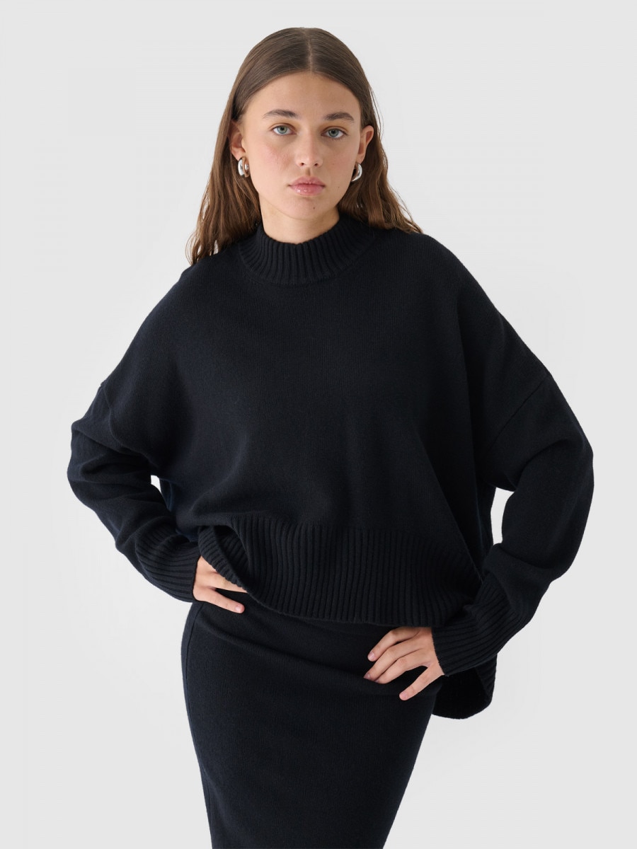 OUTHORN Women's oversize woolen sweater deep black