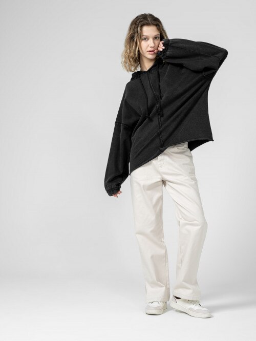 Women's oversized acid wash sweatshirt - black