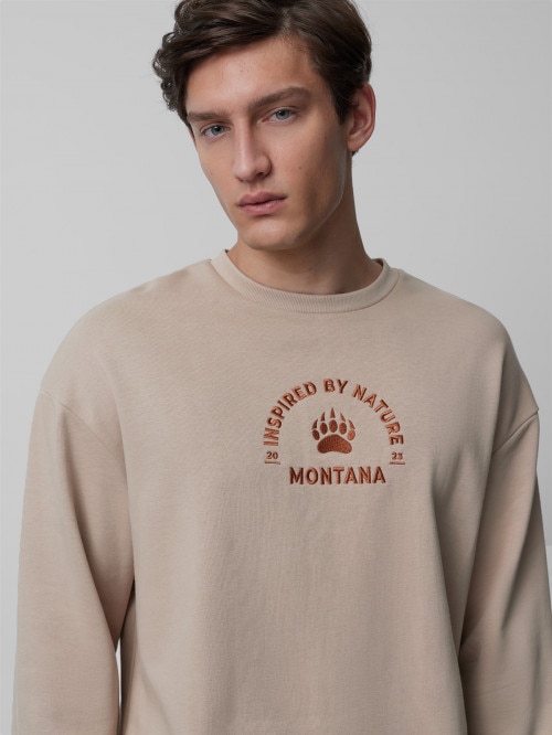 OUTHORN Men's oversized sweatshirt without hood beige