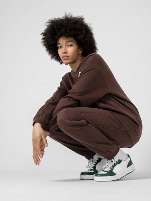 Women's embroidered oversize sweatshirt - brown