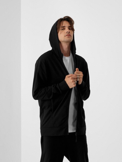 Men's zipped hoodie deep black