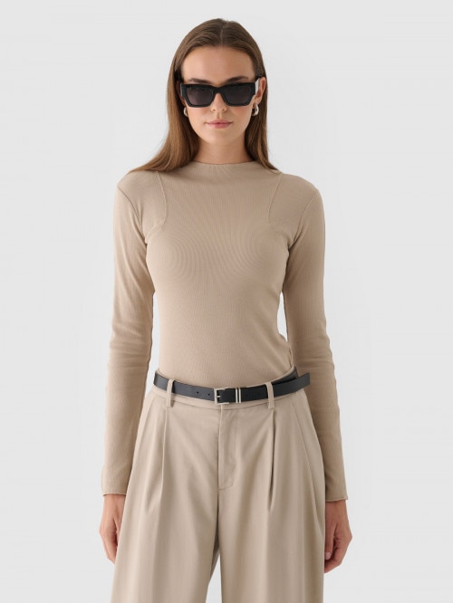 OUTHORN Women's ribbed longsleeve beige