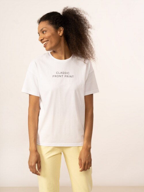 OUTHORN Women's oversize Tshirt with print white