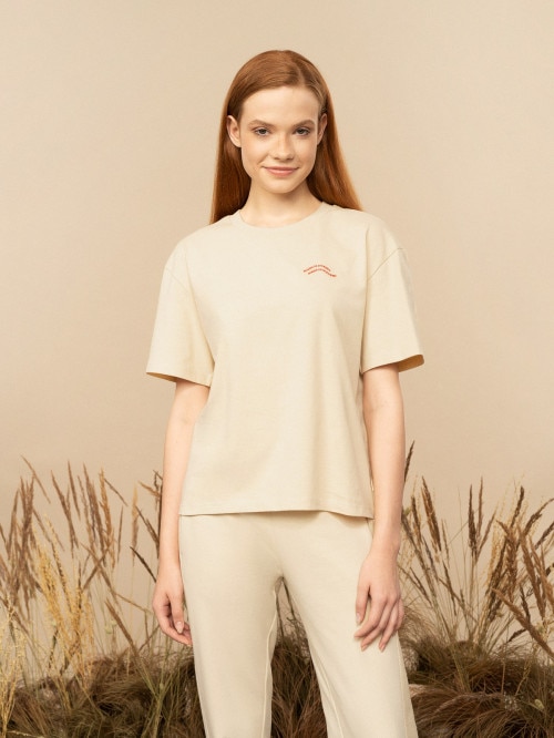OUTHORN Women's Tshirt with print cream