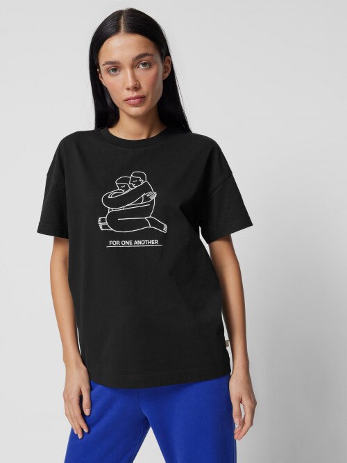 OUTHORN Women's regular Tshirt with print deep black