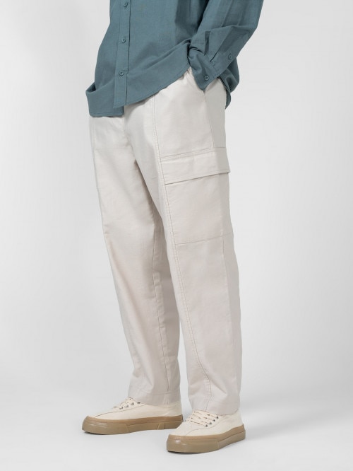 Men's woven cargo trousers  beige