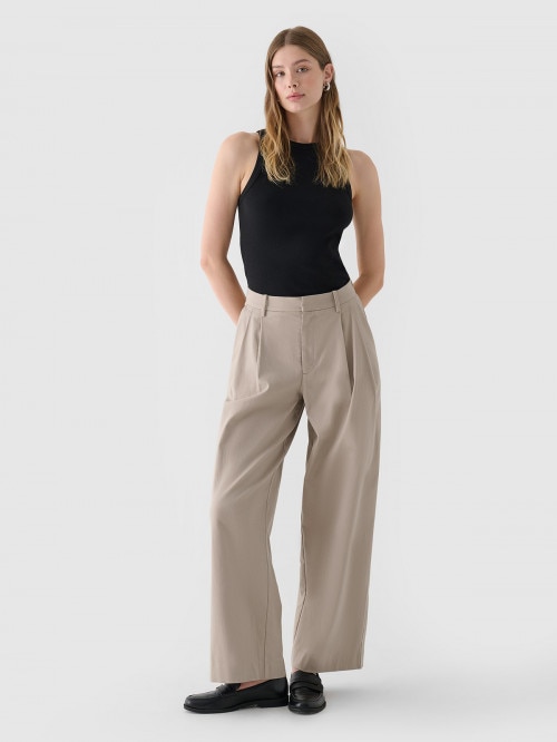 OUTHORN Women's casual trousers with wide legs beige