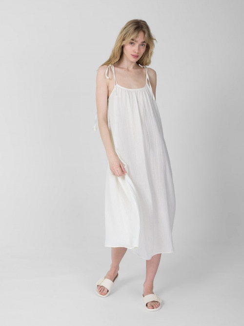 Cotton muslin maxi dress - white