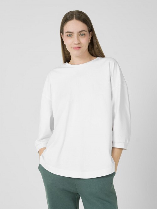 OUTHORN Women's oversize plain Tshirt white