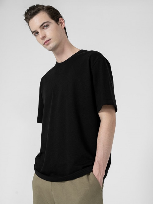 OUTHORN Men's oversize plain Tshirt  black deep black
