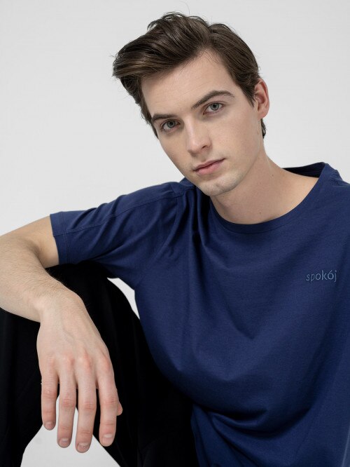 OUTHORN Men's oversize Tshirt with embroidery  navy blue