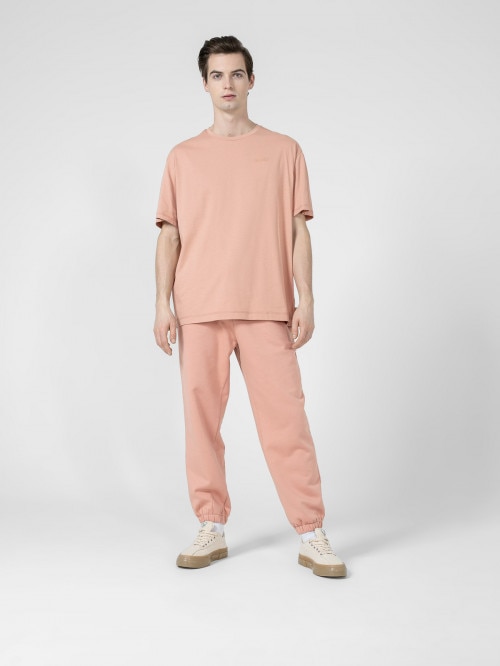 Men's oversize T-shirt with embroidery - coral