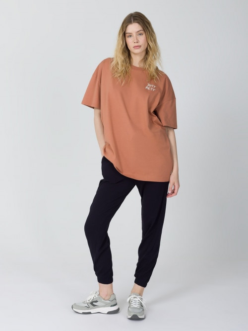 Women's oversize T-shirt with print - orange