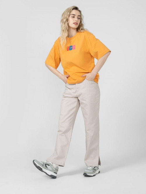 Women's oversize T-shirt with print - yellow