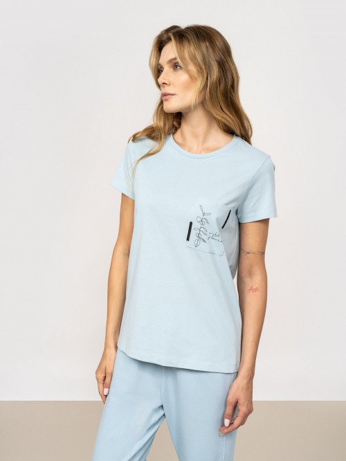 OUTHORN Women's tshirt with print light blue