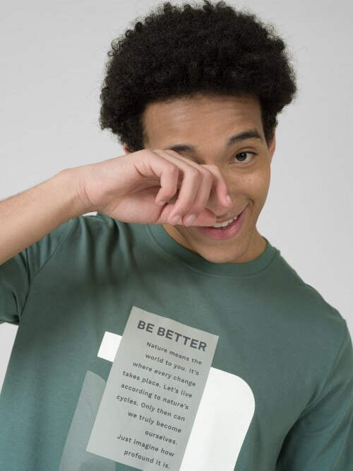 OUTHORN Men's Tshirt with print sea green