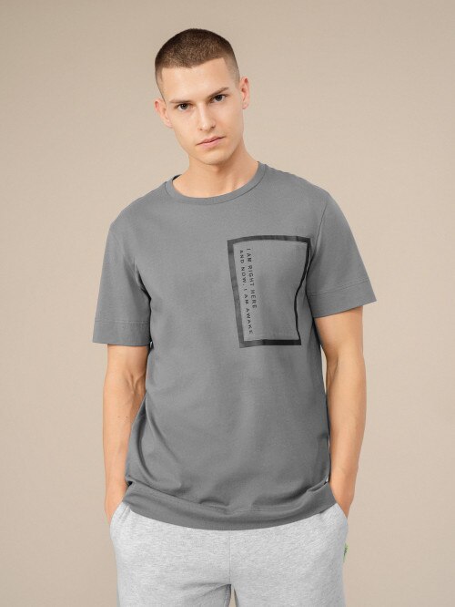OUTHORN Men's tshirt with print darrk gray