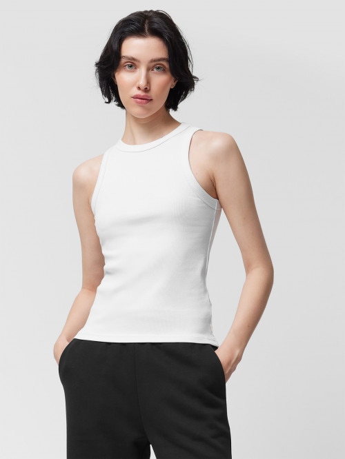 OUTHORN Women's ribbed basic top white