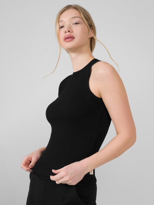 OUTHORN Women's ribbed top deep black